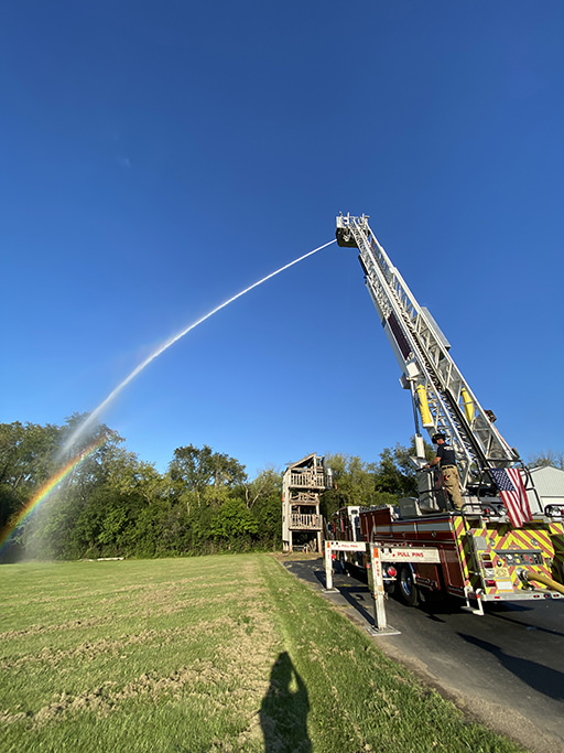 firetruck spraying water