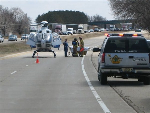 Helicopter rescue on highway